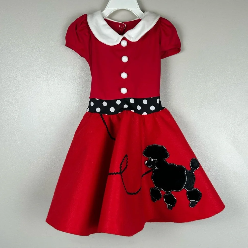 Halloween Costume Girls‎ XS Cosplay 50s Poodle Skirt Sock Hop Spirit Week Dress